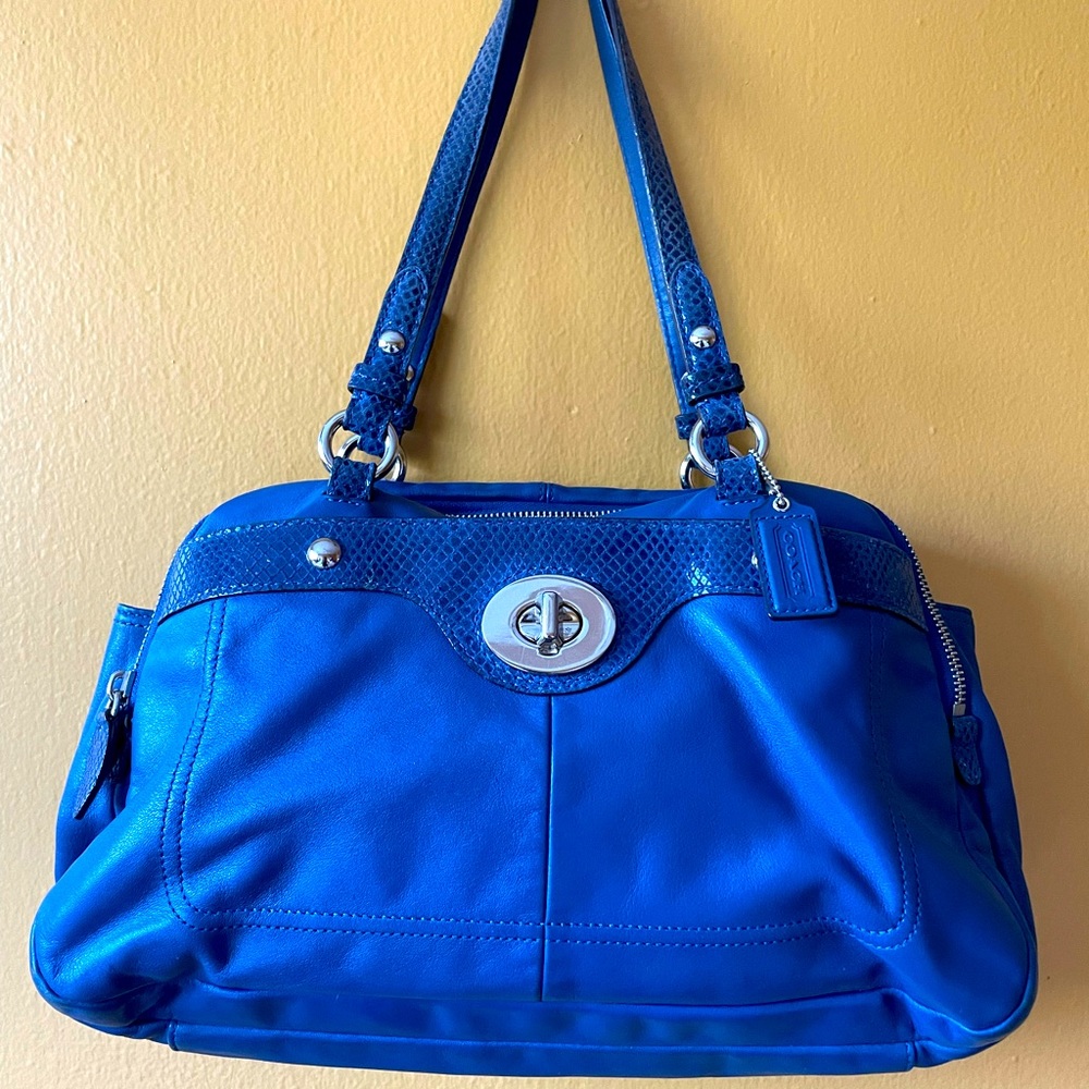 Bright Blue Butter Soft Leather Coach Bag Gem